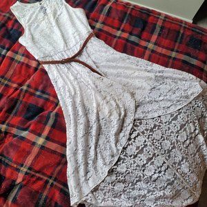 Lily Rose High-Low White Lace Dress - Juniors Medium